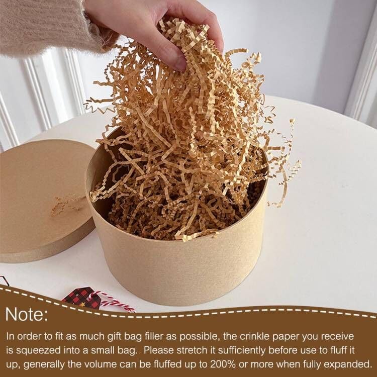 LYARCHTE Crinkle Paper Filler 5.2 oz, Crinkle Cut Paper Shred Filler Shredded TissueRaffia Grass Paper for Gift Basket Packing Bag Filler (Kraft) - Image 5